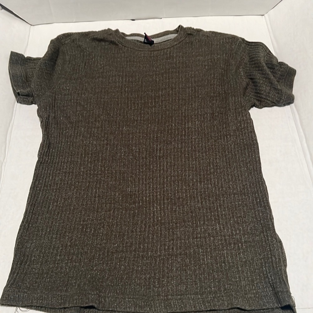 Ferruche Ribbed Knit Short Sleeve Shirt Size Large Vintage 1990s